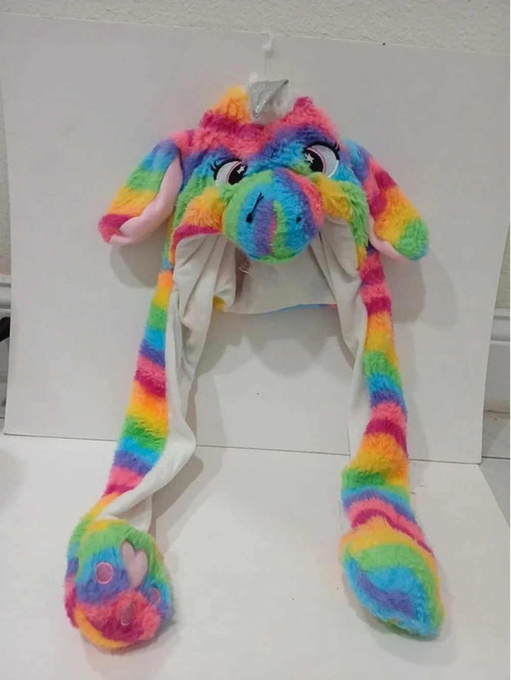 Rainbow unicorn plush hat